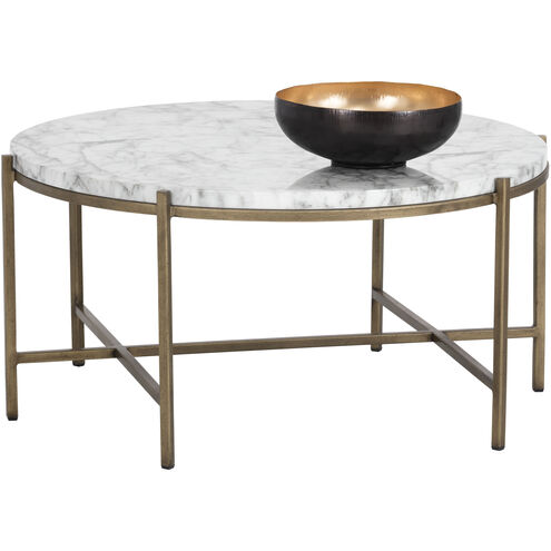 Solana 34 X 16 inch White / Antique Brass Coffee Table